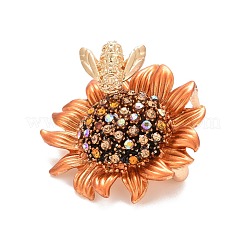 Sunflower and Bee Crystal Rhinestone Badge&nbsp;JEWB-E013-01RG
