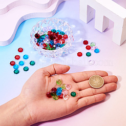 透明ガラスビーズ  マーガレットビーズ  多面カット花  ミックスカラー  9.5~10x4mm  穴：1mm&nbsp;GLAA-TAG0001-01
