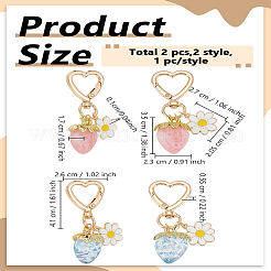 2Pcs 2 Colors Acrylic Strawberry Pendant Decorations&nbsp;AJEW-LP0007-85