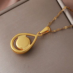 Vintage 304 Stainless Steel & Dyed Synthetic Turquoise Teardrop Pendant Necklaces for Women&nbsp;LS-IA9439