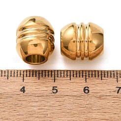 304ステンレススチールビーズ  スジ入りビーズ  イオンプレーティング（ip）  コラム  18KGP本金メッキ  13.8x12.4mm  穴：6mm&nbsp;STAS-E039-26G-A
