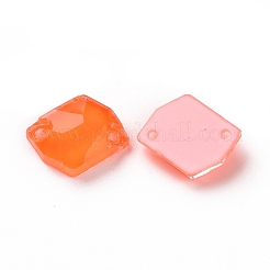蛍光ガラスコネクターチャーム36個。  多面的な不規則なひし形  ダークオレンジ  10x8x3.5mm  穴：1mm&nbsp;GLAA-WH0035-13E