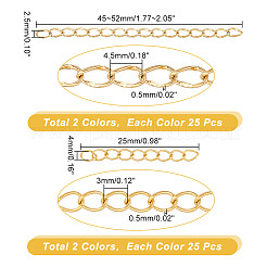 100Pcs 4 Style 304 Stainless Steel Curb Chain Extender&nbsp;STAS-UN0054-01