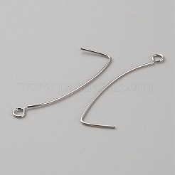 真鍮のピアスフック  耳ワイヤー  プラチナ  37x16x1mm  穴：2mm&nbsp;LS-KK-WH0044-141D-P