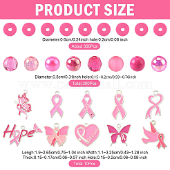 Breast Cancer Pink Awareness Ribbon Theme Alloy Enamel Pendants & Acrylic & Polymer Clay Beads Finding Kits&nbsp;DIY-YW0016-34