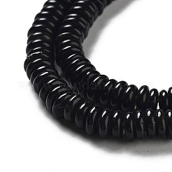 天然石オブシディアンビーズ連売り  ロンデル  6~6.5x2~2.5mm  穴：1.2mm  約156~158個/連  15.12~15.20インチ（38.4~38.6cm）&nbsp;G-G084-A04-01-1