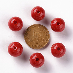 不透明なアクリルビーズ  ラウンド  ファイヤーブリック  12x11mm  穴：1.8mm&nbsp;X-MACR-S370-C12mm-A14