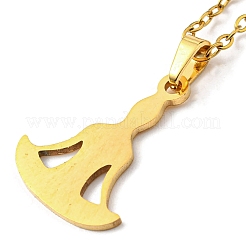 201 Stainless Steel Yoga Human Pendant Necklace with Cable Chains&nbsp;NJEW-Q317-16G