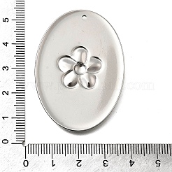304ステンレスペンダント  花とオーバル  ステンレス鋼色  49x35x3mm  穴：1.8mm&nbsp;STAS-Z163-10P