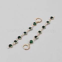 合金製フラットラウンドタッセルフレンチフックピアス  ガラスと  ゴールドカラー  102x7mm&nbsp;EJEW-WH0020-35A