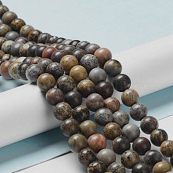 Round Natural Dendritic Jasper Beads Strands&nbsp;G-I176-06-8mm-01