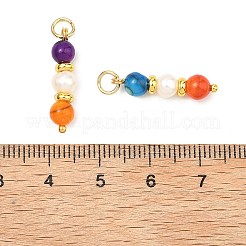染色された天然淡水貝と真珠のペンダント  丸いビーズチャーム  ゴールドカラー  ミックスカラー  21x5mm  丸カン：5x1ミリ  内径：3mm&nbsp;PALLOY-JF05343