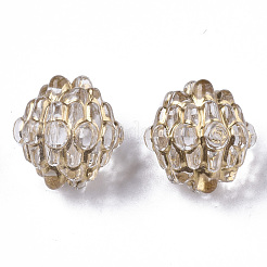 メッキクリアアクリルビーズ  ライン入り  凹凸のあるビーズ  ラウンド  透明  12x11~12mm  穴：1.2mm&nbsp;X-PACR-N008-02