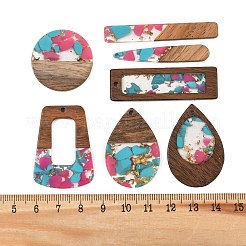 Walnut Wood & Transparent Resin & Gold Foil Pendants&nbsp;WD-CBA583A-25