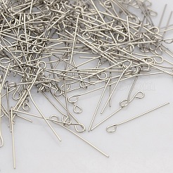変色しにくい201ステンレススチール製アイピン  ステンレス鋼色  40mm  穴：2mm  ピン：0.6mm&nbsp;STAS-N017-01-0.6x40mm