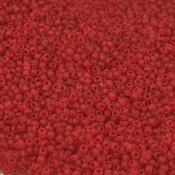 ガラスシードビーズ  つや消し色  ラウンド  レッド  サイズ：直径約2mm  穴：1mm  約6666個/100g&nbsp;X1-SEED-A008-2mm-M5