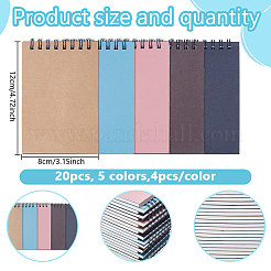 5色紙スパイラルノート20冊  鉄のリング付き  長方形  ミックスカラー  120~122x80x5.5~11mm  4個/カラー&nbsp;AJEW-GO0005-31