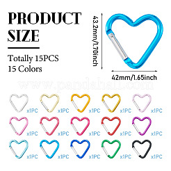 15Pcs 15 Colors Zinc Alloy Screw Locking Carabiner&nbsp;FIND-TA0009-84