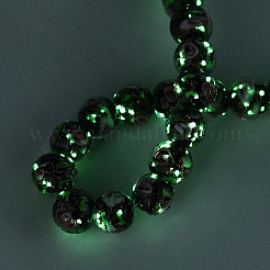 Luminous Handmade Lampwork & Glitter Powder Beads Strands&nbsp;LAMP-Q041-01A