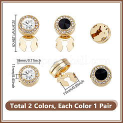 2 Pairs 2 Colors Brass Rhinestone Cufflinks&nbsp;AJEW-GA0008-30