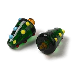 クリスマスをテーマにした手作りランプワークビーズ  クリスマスツリー  24x13mm&nbsp;XMAS-PW0001-213E