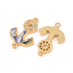 Natural Paua Shell Anchor Link Connector Charms&nbsp;KK-Z140-03G