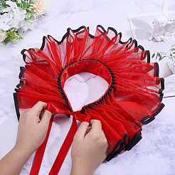 ルネッサンススタイルの取り外し可能なラフカラー  服飾材料  レッド  1270x65x10mm&nbsp;DIY-WH0504-906C