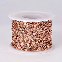 304ステンレススチールアズキチェーン  スプールで  ハンダ付け  ローズゴールド  2mm  リンク：2.5x2x0.5mm  約82.02フィート（25m）/ロール&nbsp;CHS-E018-11RG