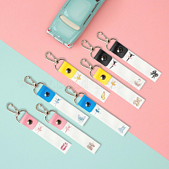 PUレザー&コットンネームマーカーキーホルダー  亜鉛合金キーホルダー付き  バレエ  13x2cm&nbsp;AJEW-WH0514-033