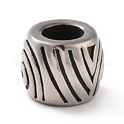 304ステンレススチールヨーロピアンビーズ  大穴ビーズ  ドラム  アンティークシルバー  10x12mm  穴：6mm&nbsp;STAS-M301-20AS