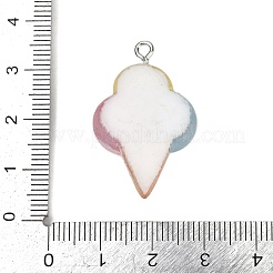 透明樹脂ペンダント  プラチナアイアンループ＆グリッターパウダー付き  アイスクリーム  33.5x20.5x9.5mm  穴：2mm&nbsp;RESI-R467-01P-01