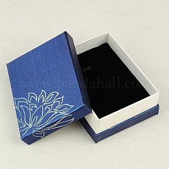 四角形印刷厚紙ジュエリーネックレス箱  内側のベロア  ブルー  90x68x33mm&nbsp;CBOX-E008-02