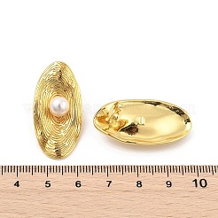 Oval Brass ABS Plastic Imitation Pearl Stud Earrings&nbsp;EJEW-S258-04G