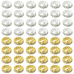 150 個 3 スタイル鉄ラインストーンスペーサービーズ  グレードB  ロンデル  波エッジ  ゴールドカラー  6~10x3~4mm  穴：1.5~2mm  50個/スタイル&nbsp;RB-YW0001-13G