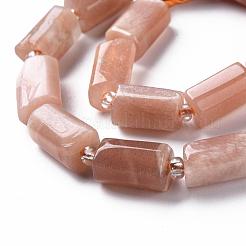 天然石サンストーンビーズ連売り  多面カット  コラム  8~11x6~8x5~7mm  穴：1mm  約15~17個/連  7.28~7.48インチ&nbsp;G-S345-8x11-011