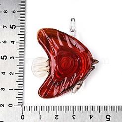 手作りランプワークビッグサイズペンダントトップ  グリッターパウダー付き  魚  カラフル  50x39.5x12mm  穴：5x6mm&nbsp;LAMP-T024-05