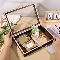 見える窓付きの木製昆虫標本展示ケース  長方形  ココナッツブラウン  31x22x4.5cm&nbsp;CON-CA0001-035B