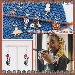 Halloween Theme Alloy Enamel Pendant Stitch Markers&nbsp;HJEW-AB00230