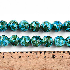 合成ターコイズビーズ連売り  スプレー塗装  ラウンド  ディープスカイブルー  13x14mm  穴：1mm  約28個/連  14.57''（37センチメートル）&nbsp;TURQ-T004-08A-11