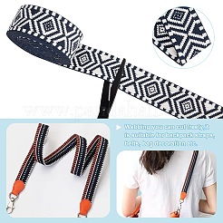 5 Yards Ethnic Style Polycotton Jacquard Rhombus Ribbon&nbsp;OCOR-WH0078-167B