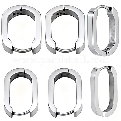 8ペア2色304ステンレススチールハギーフープピアス  オーバル  ステンレス鋼色  17~21.5x12~12.5x3mm  ピン：1mm  4ペア/スタイル&nbsp;STAS-SC0021-28P