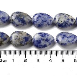 天然ブルースポットジャスパービーズ連売り  フラットティアドロップ  17.5~18x13~13.5x6mm  穴：1.2~1.4mm  約11個/連  7.56''（19.2センチメートル）&nbsp;G-P528-L17-01
