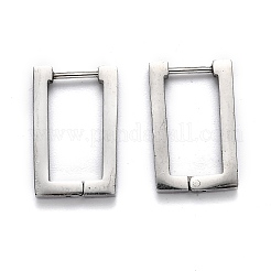 変色しにくい304ステンレススチールの長方形のフープピアス  ステンレス鋼色  20x13x3mm  ピン：1mm&nbsp;STAS-J033-10B-P