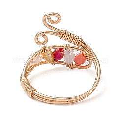 Colorful Glass Rice Beaded Open Cuff Rings&nbsp;RJEW-TA00110-01