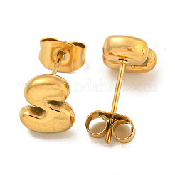 Chunk Letter 304 Stainless Steel Stud Earrings for Women&nbsp;EJEW-G386-01S-G