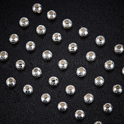40 個 925 スターリングシルバービーズ  ラウンド  銀  2.5x2mm  穴：1mm&nbsp;STER-BBC0002-04B