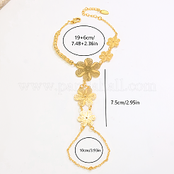 Vintage Brass Carved Hollow 6-Petal Flower Hand Chain Ring Bracelets for Women&nbsp;FB4811-2
