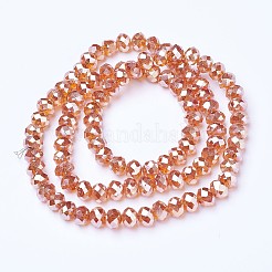 電気メッキガラスビーズセット  プラチナメッキ  多面カット  ロンデル  チョコレート  3.5x3mm  穴：0.4mm  約123~127個/連  13.7~14.1インチ（35~36cm）&nbsp;EGLA-A034-T3mm-C13