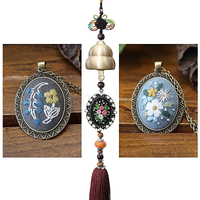 DIY Embroidery Wind Chime Kits&nbsp;PW-WG91627-09-1