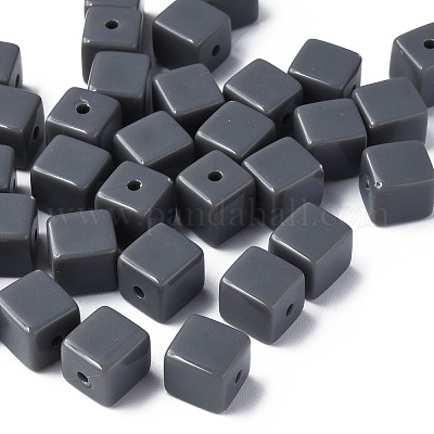 不透明なアクリルビーズ  キューブ  グレー  10.5x9.5x9.5mm  穴：2mm  約490個/500g&nbsp;MACR-S373-148-A03-1